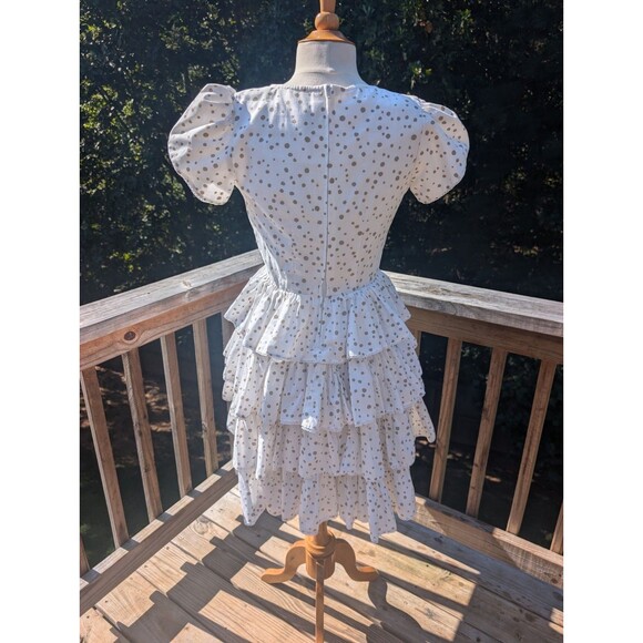 Vintage Square Dance Company Dress Tiered Polka Dot White Sweetheart Small - Picture 7 of 12